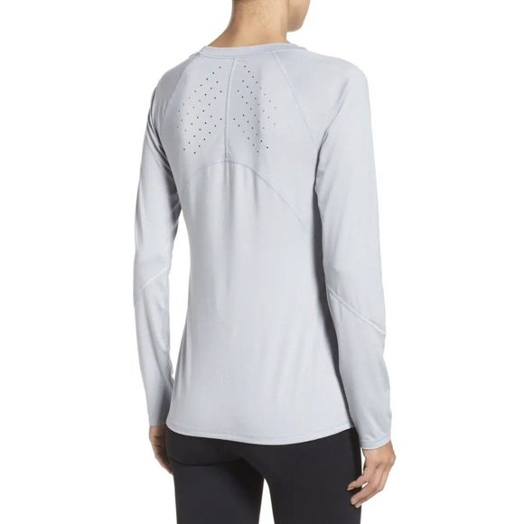 Zella Leia Run Long Sleeve Tee Shirt Top Gray Ventilated Reflective XL - Picture 2 of 10